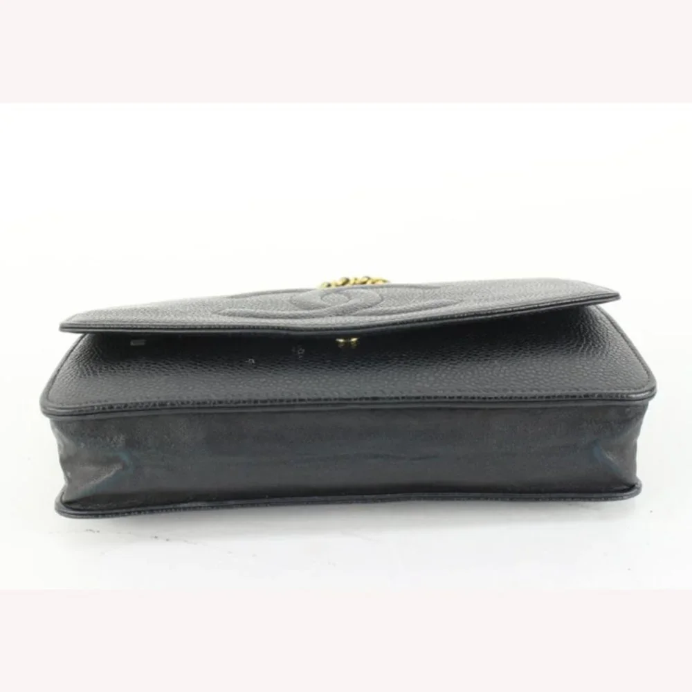 Chanel Black Caviar CC Logo Timeless Wallet on Chain WOC 61cz63s
